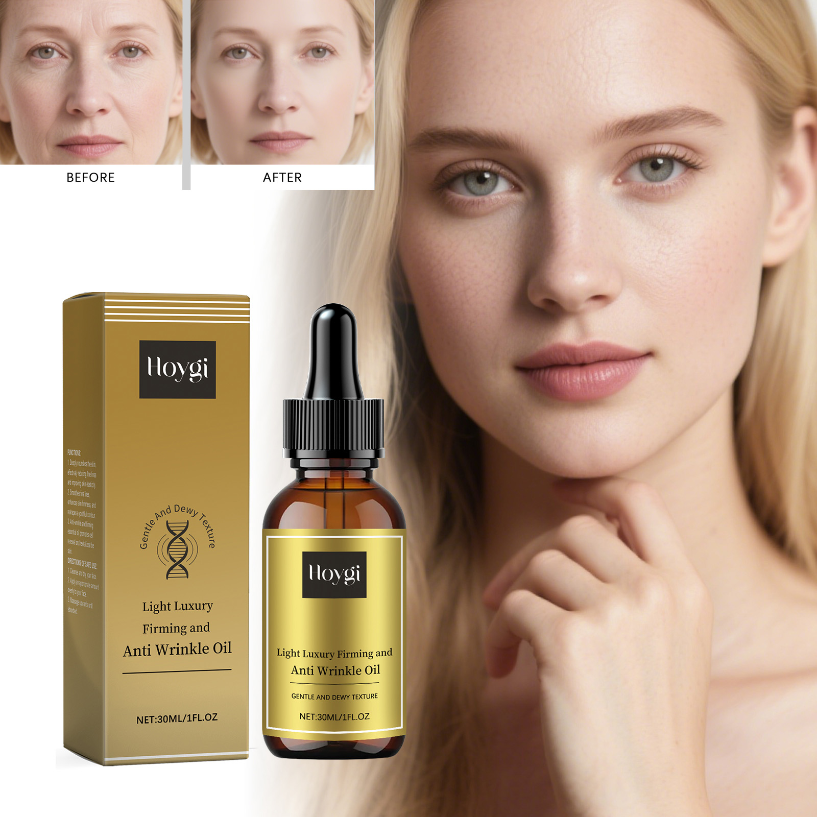 Luxury Skincare Oil - Straffende Gesichtspflege, Ölstraffung, Anti-Falten, hellt Linien